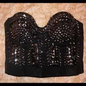 Rhinestone Bustier Crop Top